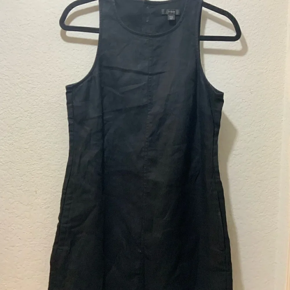 J. Crew Linen Dress button back black size XXS
